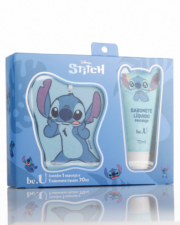 Kit sabonete corporal 70ml + esponja de banho Stitch