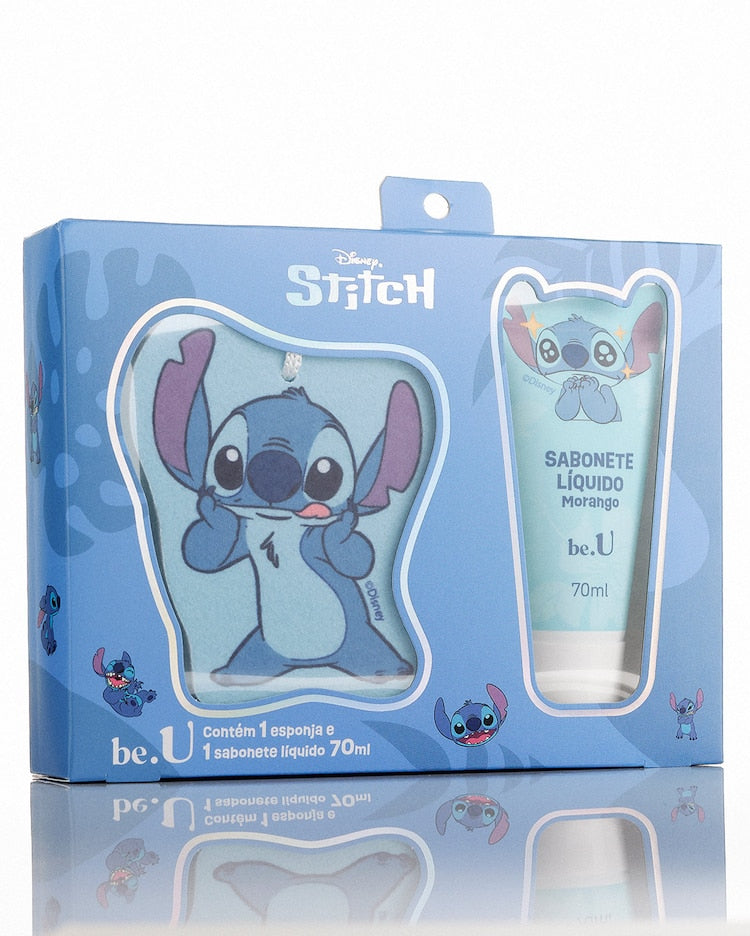 Kit sabonete corporal 70ml + esponja de banho Stitch