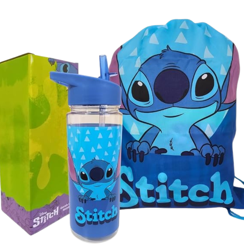 Garrafa Squeeze 450ml com Mochila Stitch